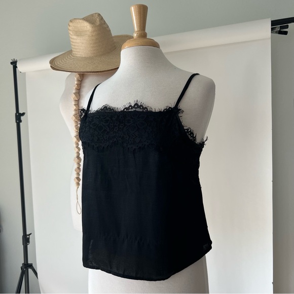 DAINTY BLACK LACE TRIMMED CAMI - Picture 2 of 9
